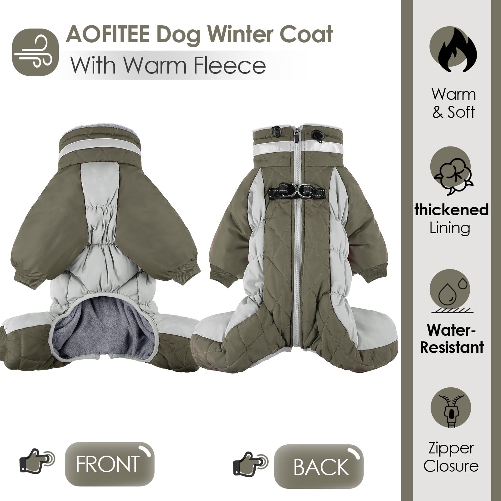 AOFITEE dog coat with built-in harness supports comfortable, hassle-free leash walks