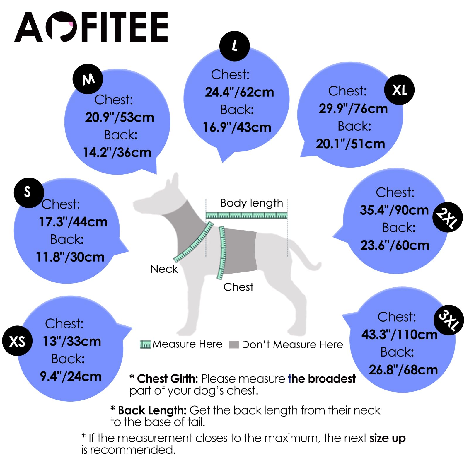 AOFITEE dog coat reflective neckline boosts visibility at night.