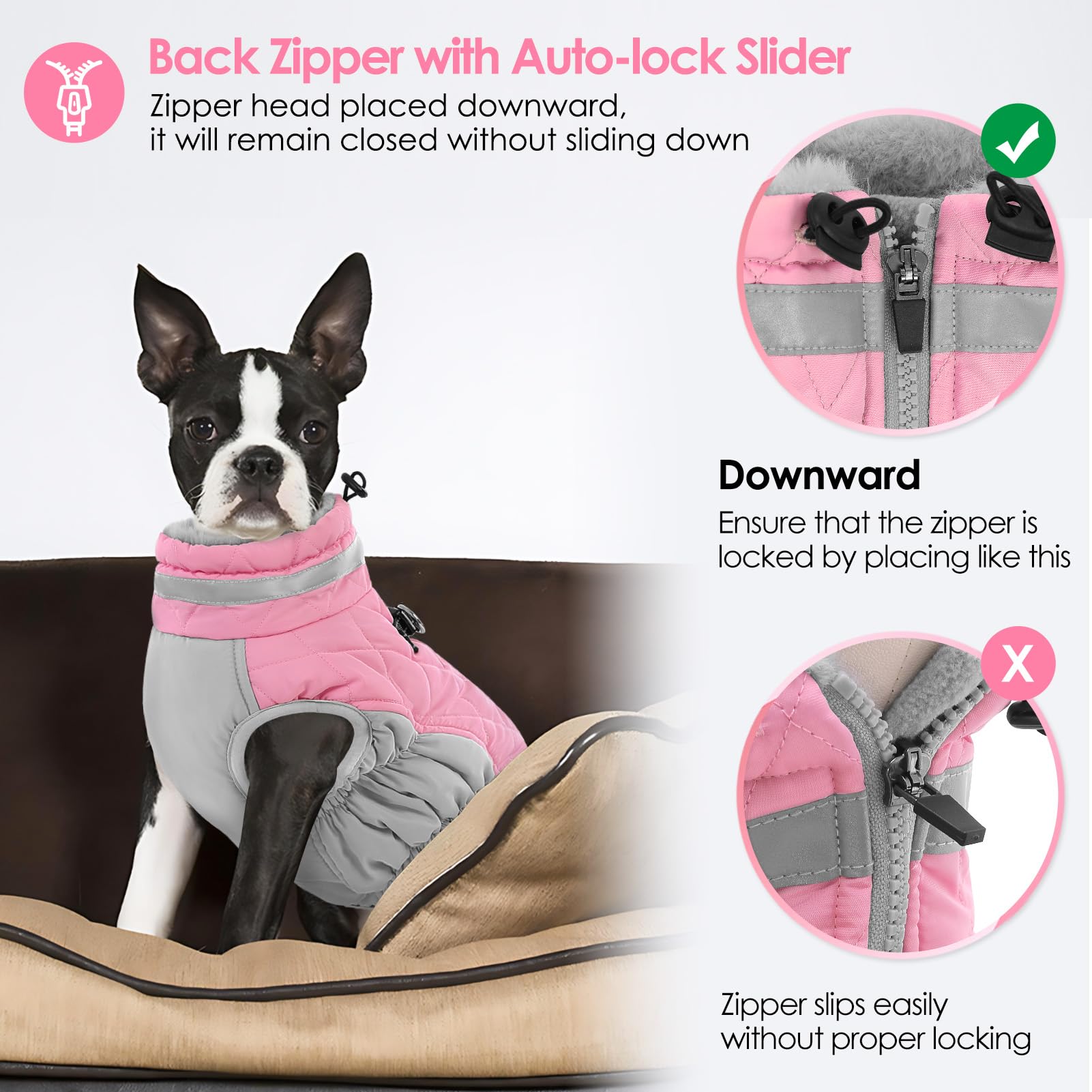 AOFITEE dog coat reflective neckline enhances visibility for nighttime walks.