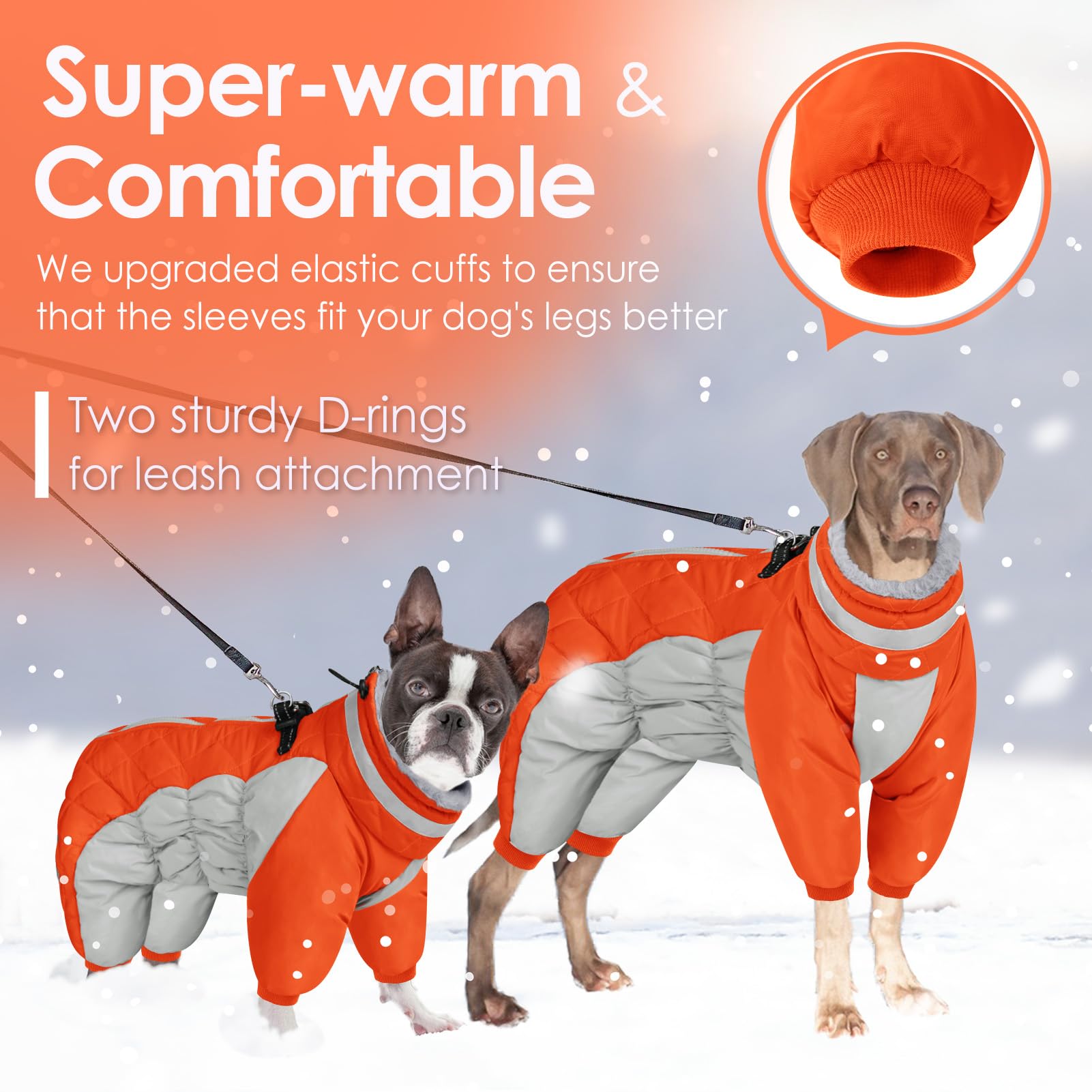AOFITEE dog coat side view demonstrates easy wear and secure fit.