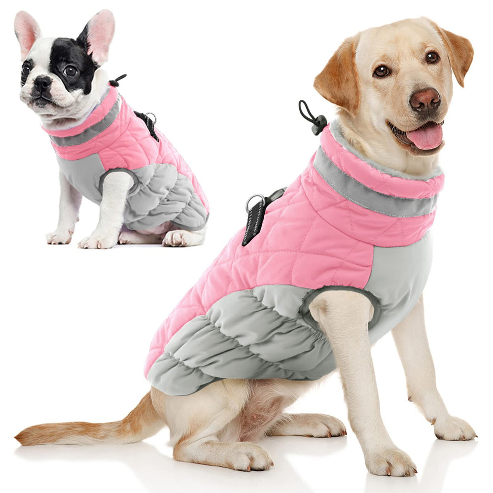 AOFITEE dog coat waterproof exterior keeps your dog dry on winter walks.