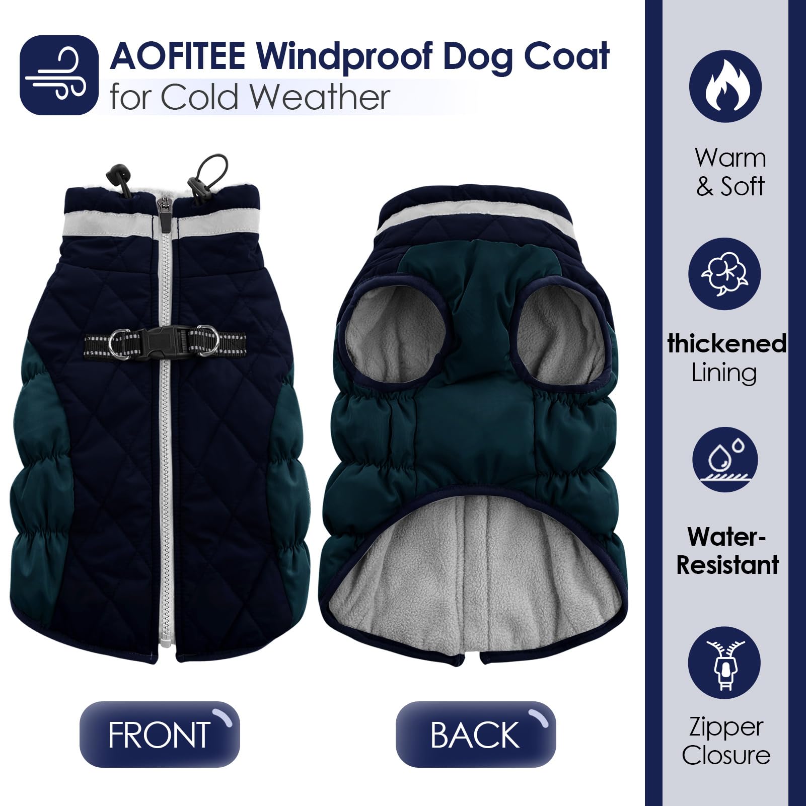 AOFITEE dog coat with waterproof fabric for dry, comfortable walks.