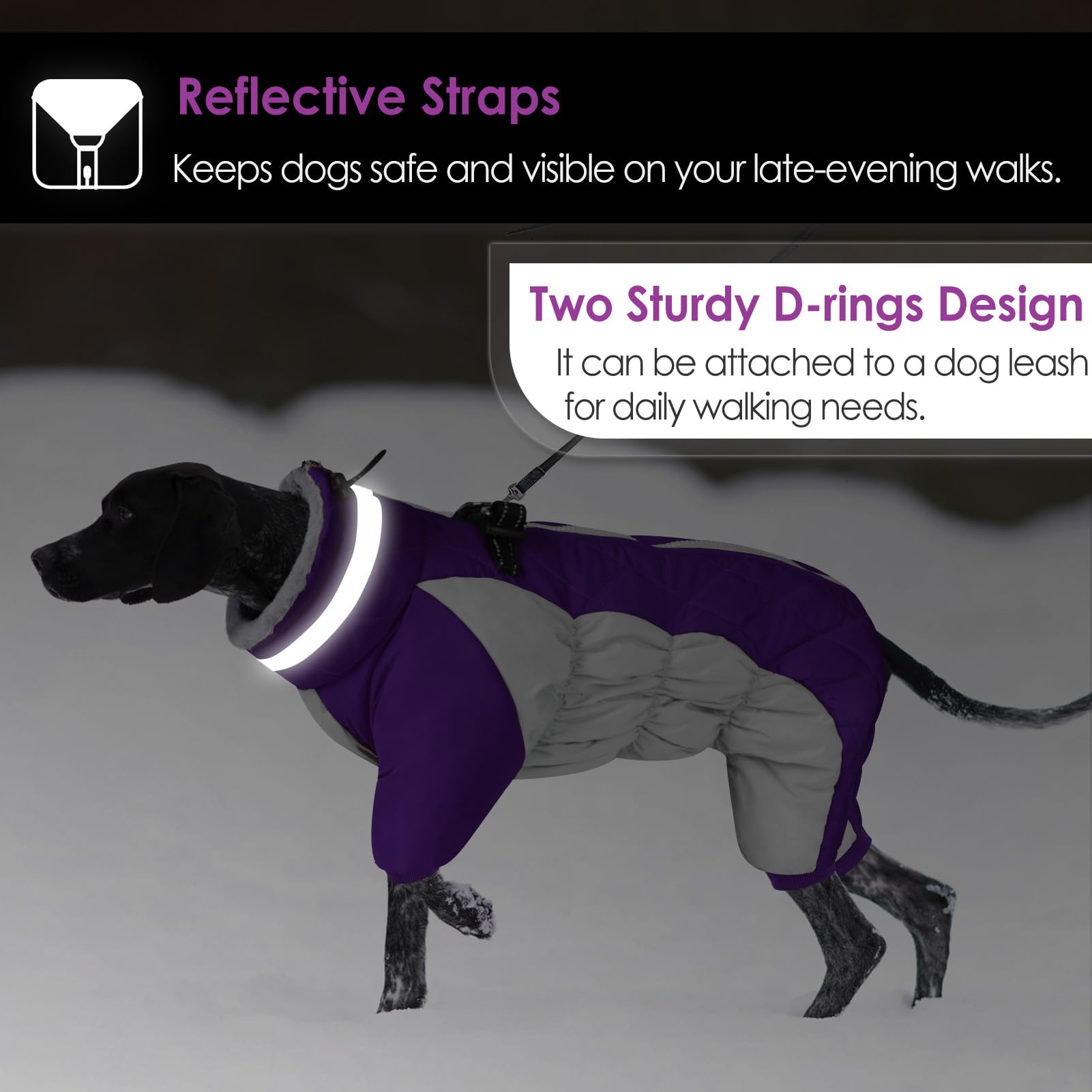 AOFITEE dog coat zipper-back design with guard prevents snagging.