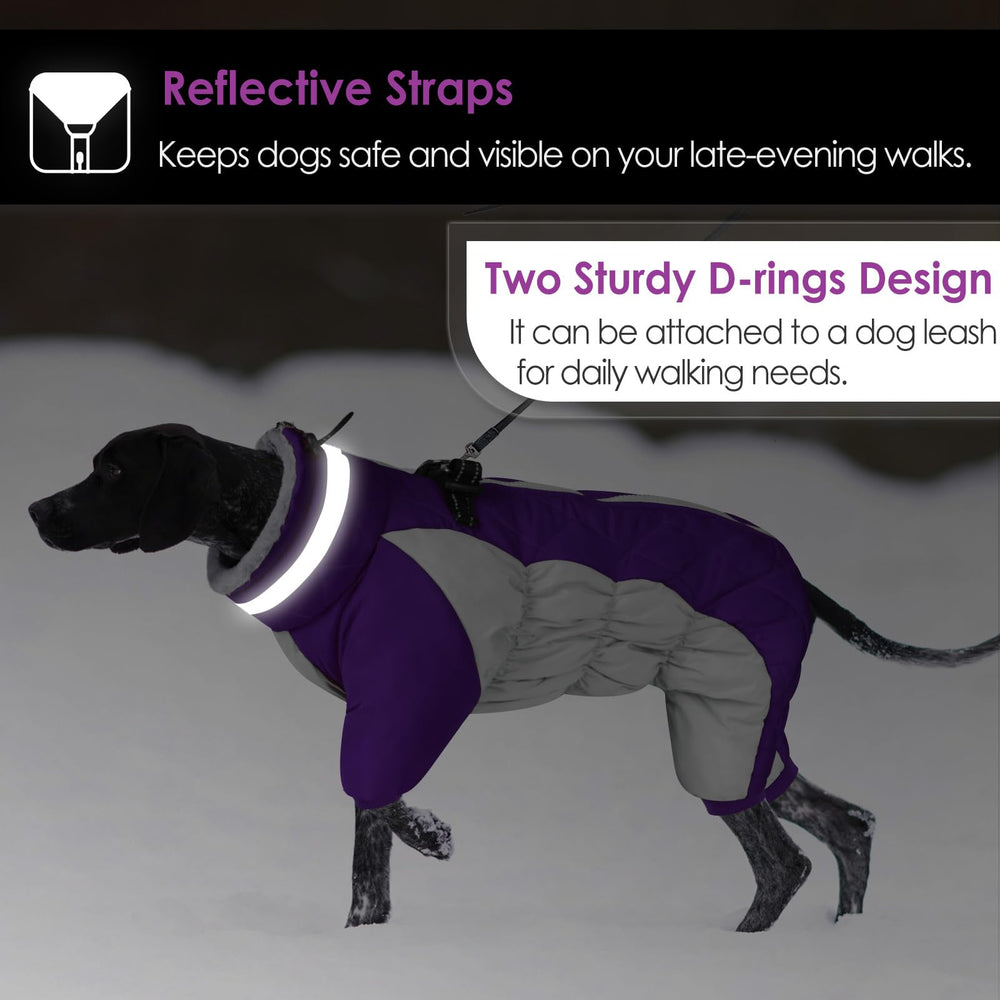 AOFITEE dog coat zipper-back design with guard prevents snagging.