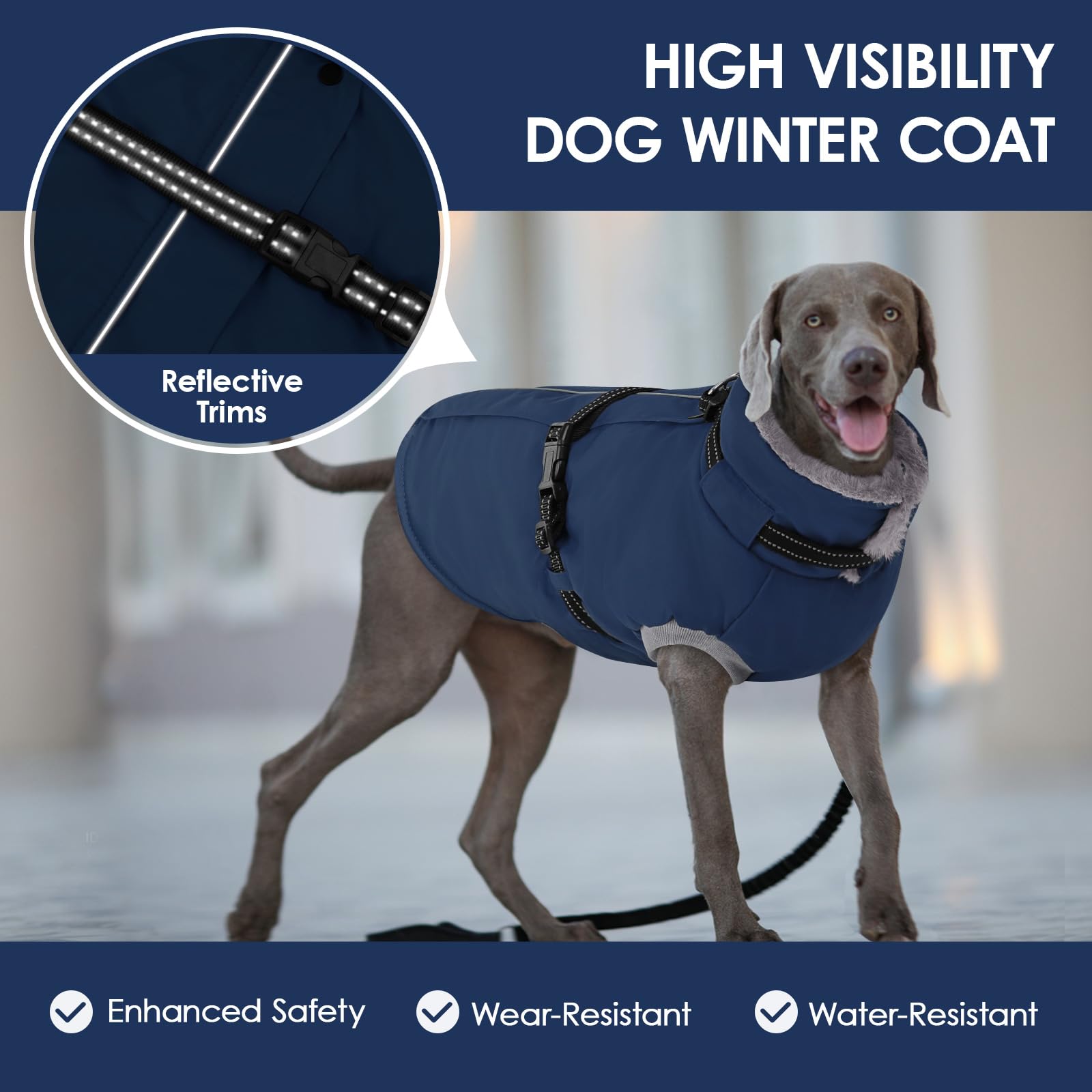 AOFITEE dog jacket size chart helps fit small to extra large dogs