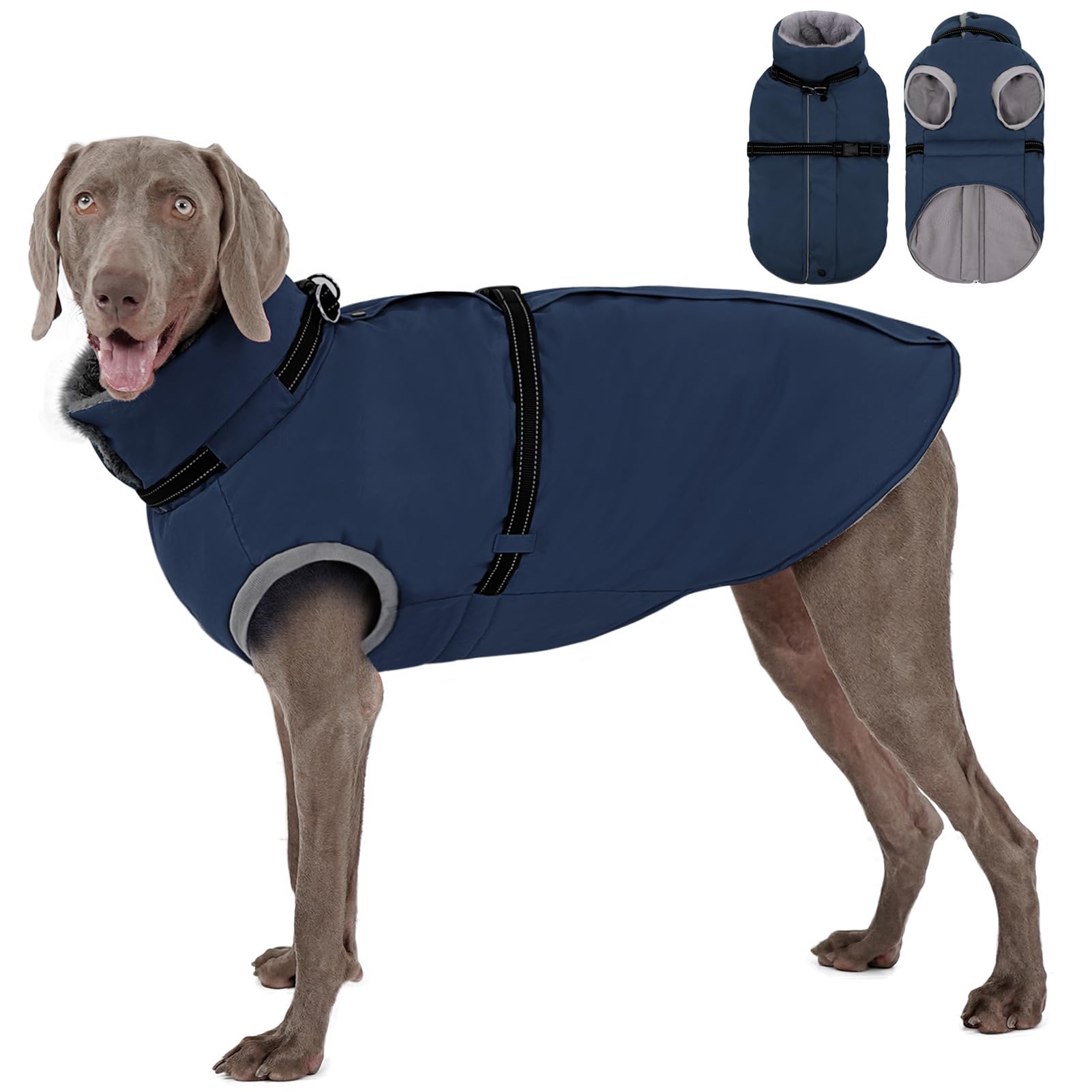 AOFITEE dog jacket warm fleece lining keeps French Bulldog cozy on cold walks