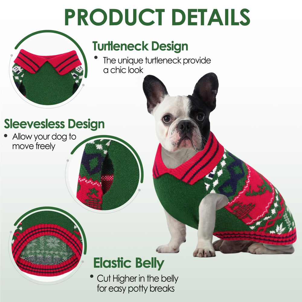 AOFITEE holiday patterns dog sweater with trees and snowflakes for festive mood