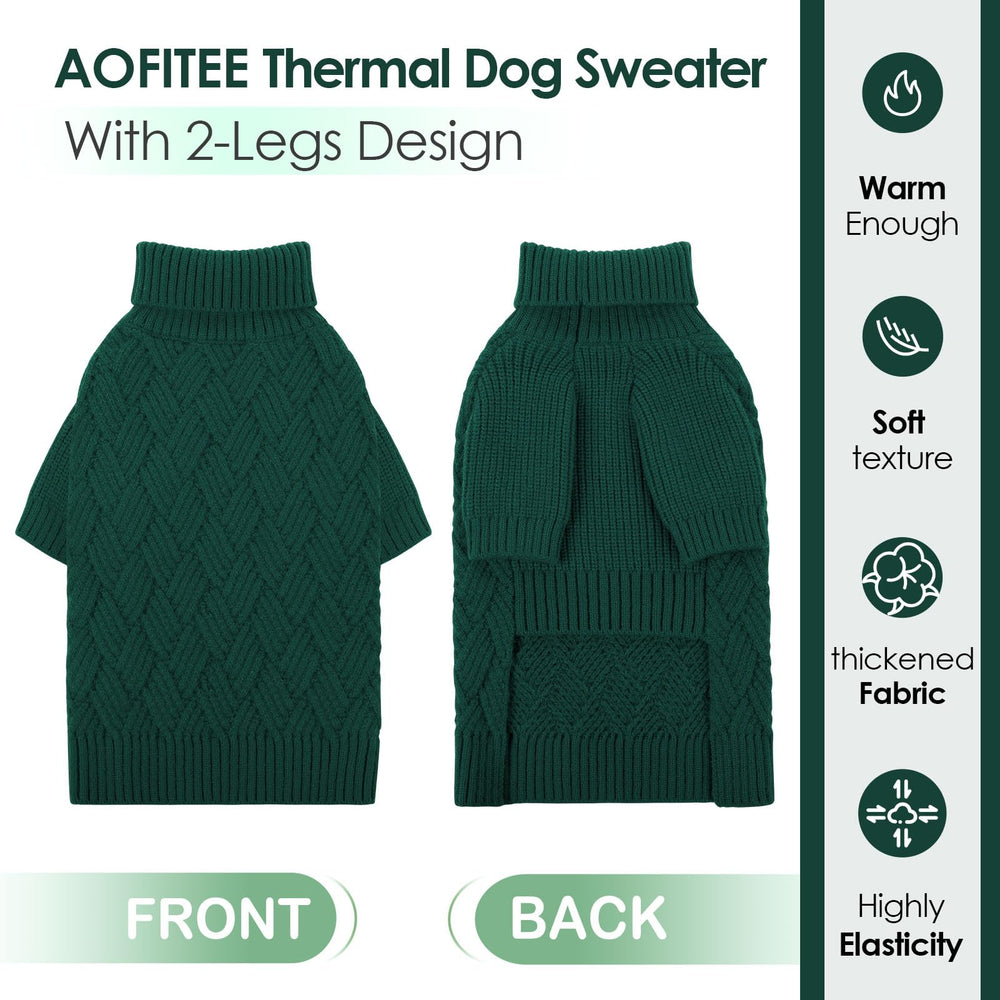 AOFITEE dog sweater turtleneck two-legs provides extra warmth and full coverage.