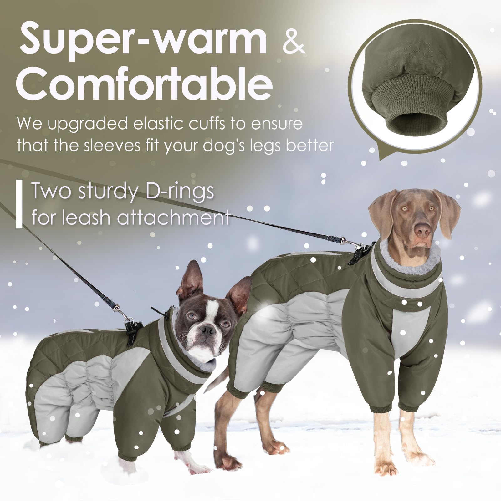 AOFITEE dog winter coat features a back zipper guard for easy wearing.