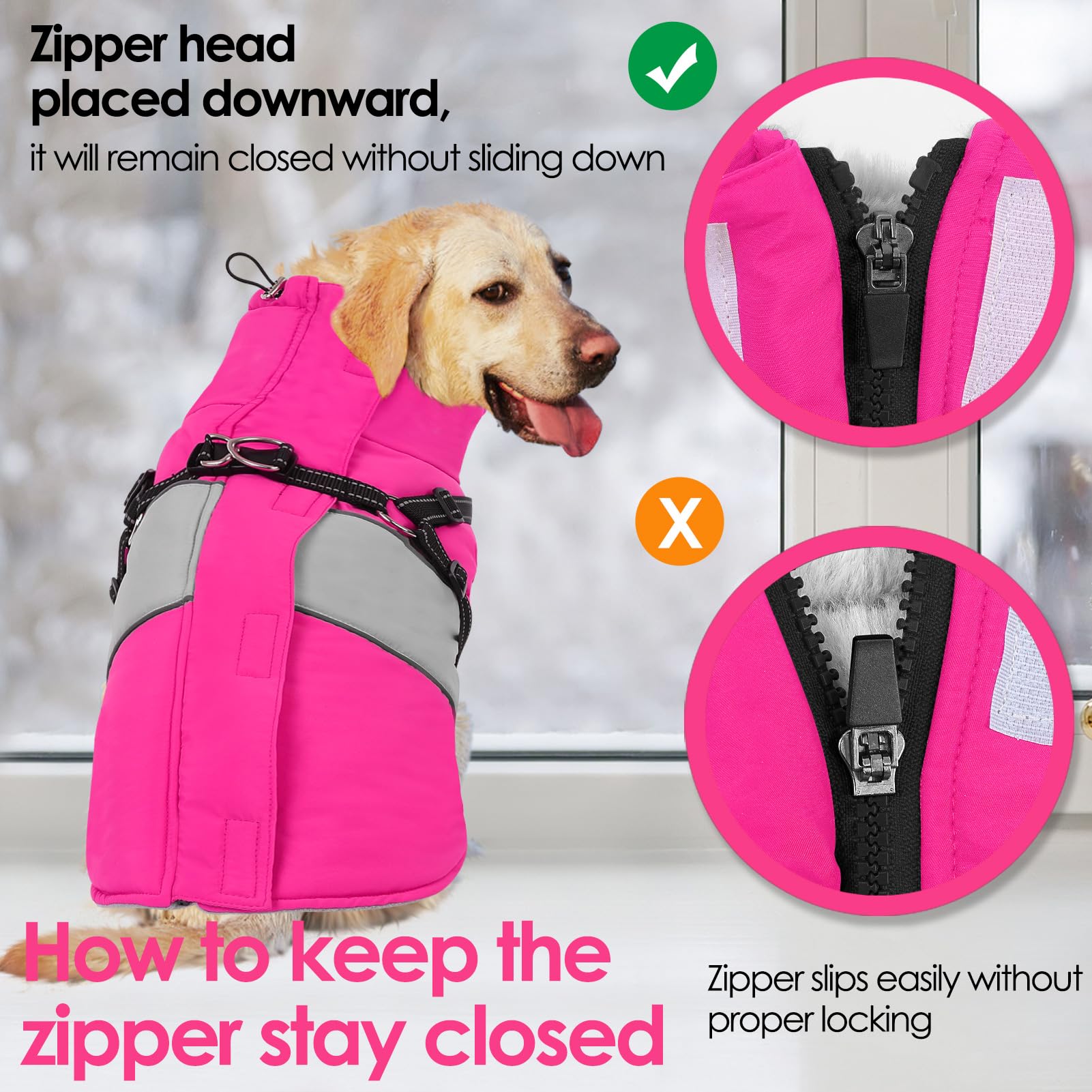 AOFITEE Dog Winter Coat size chart helps find the right fit.