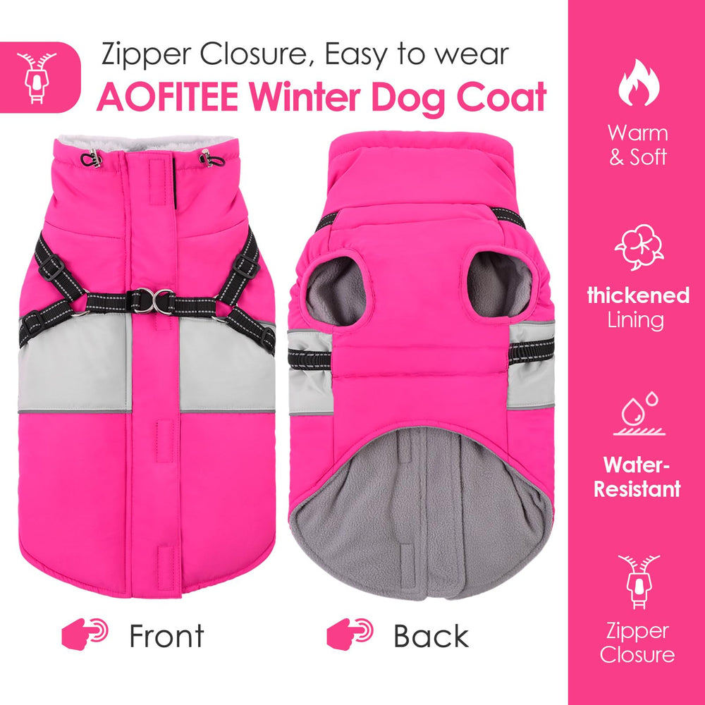 AOFITEE Dog Winter Coat waterproof shell protects against wind and snow.