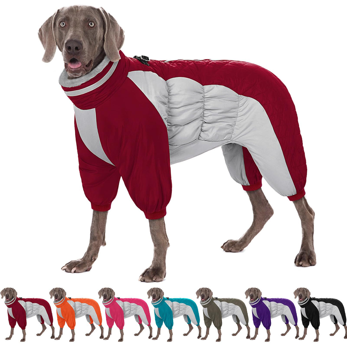 AOFITEE fullbody dog coat back view shows warm fleece insulation for cold adventures
