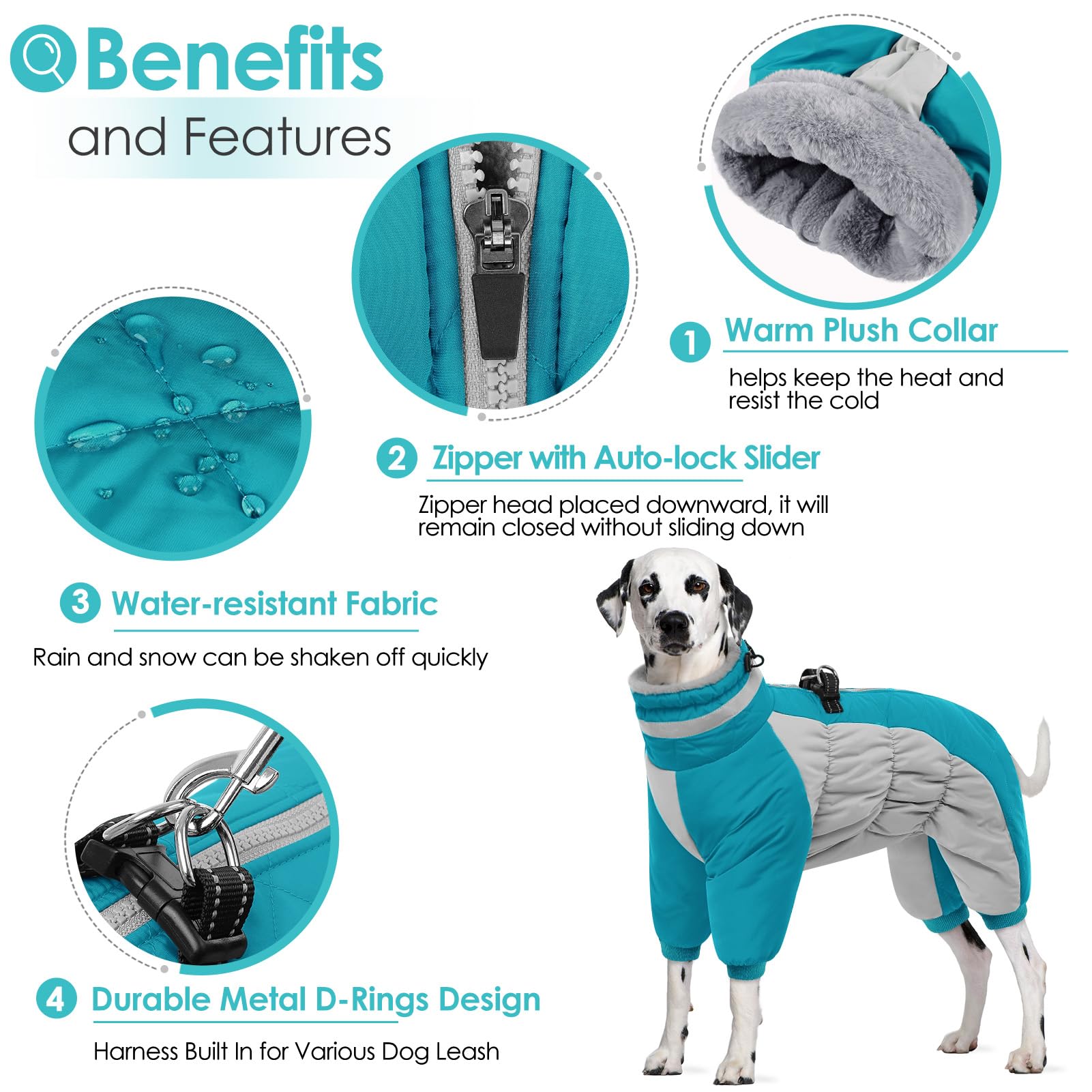 AOFITEE fullbody coat d-rings enable versatile harness compatibility.