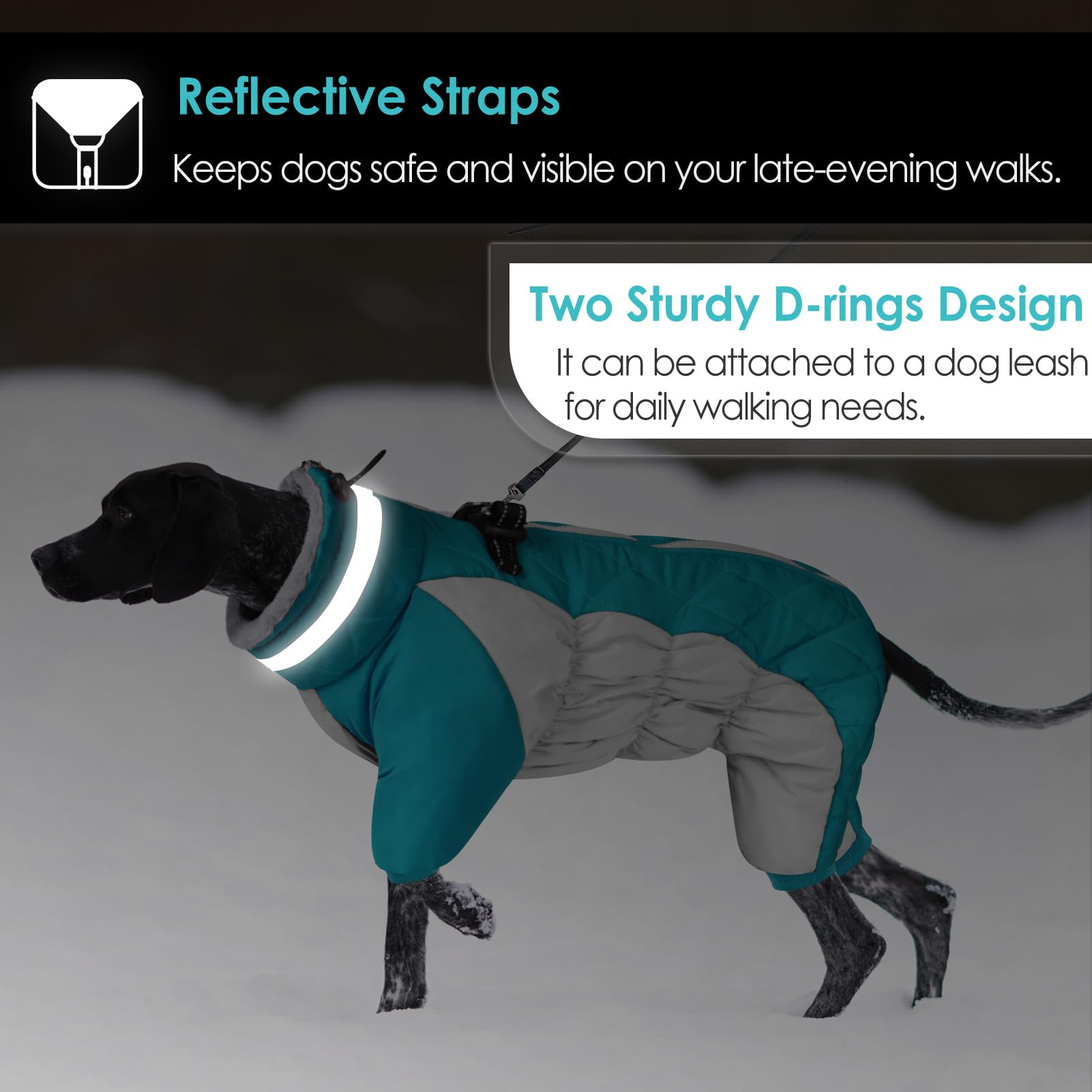 AOFITEE fullbody coat four-leg design keeps torso and legs warm.
