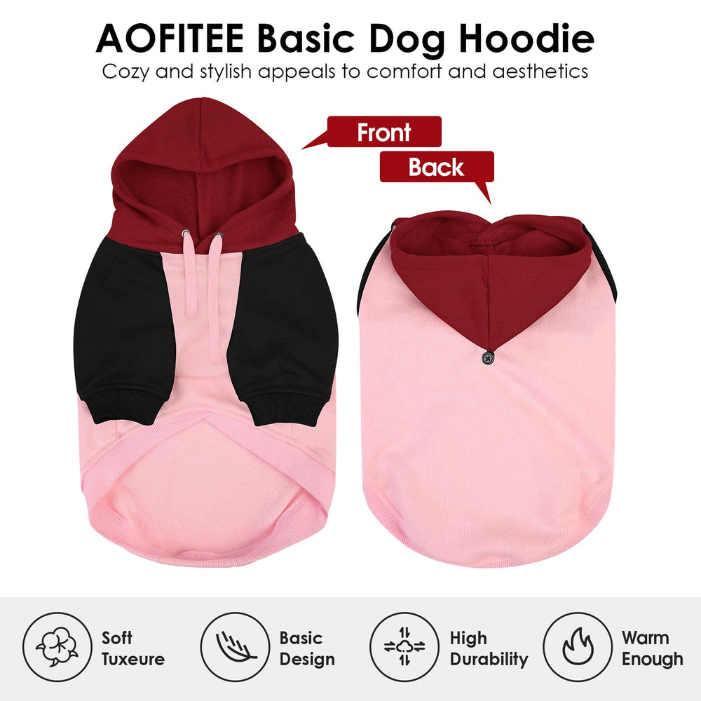 AOFITEE medium dog hoodie color-block design demonstrates bold style for easy fashion-forward outings.