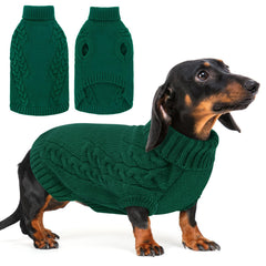 AOFITEE small dog sweater in green turtleneck for cozy warmth