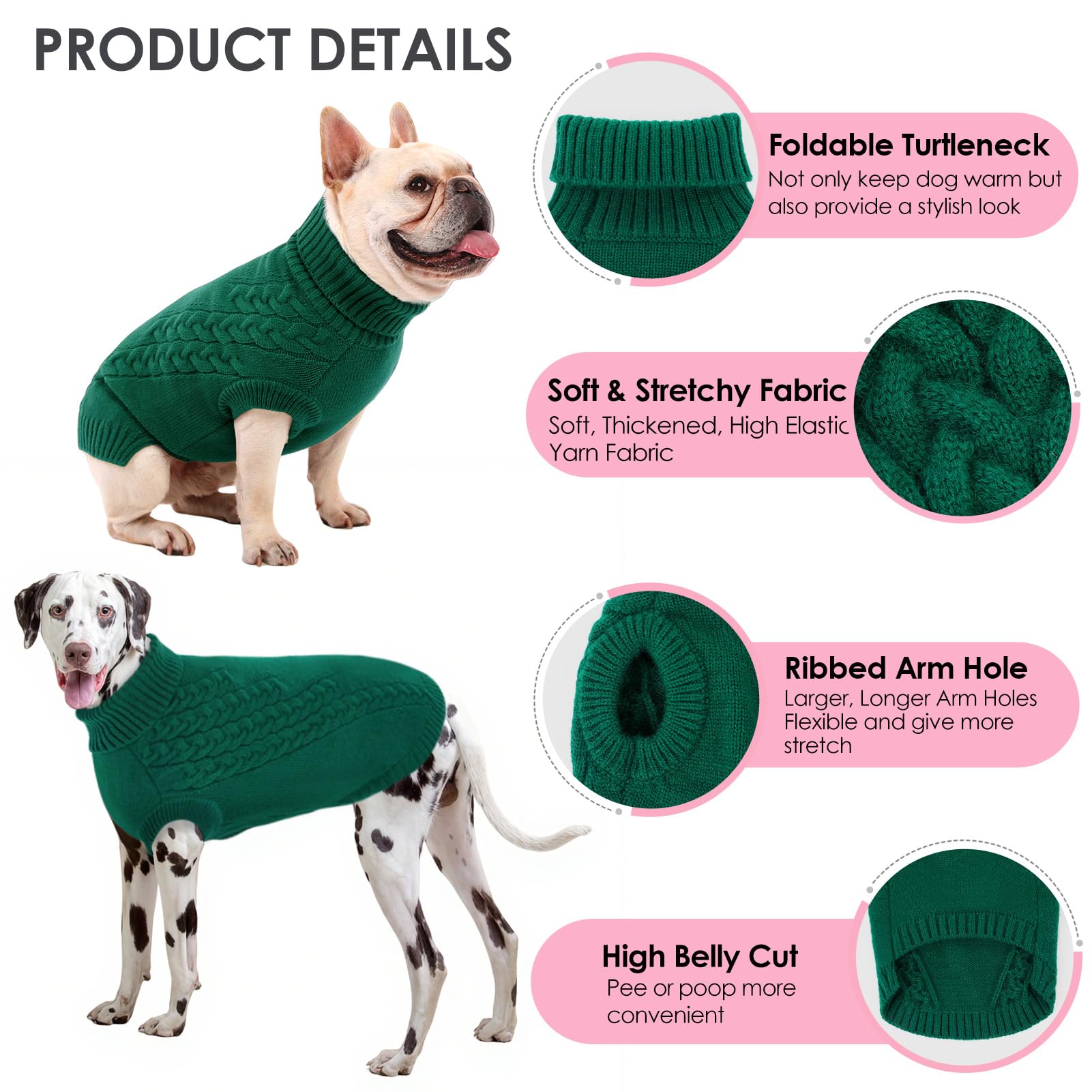 AOFITEE turtle neck dog sweater suitable for daily wear
