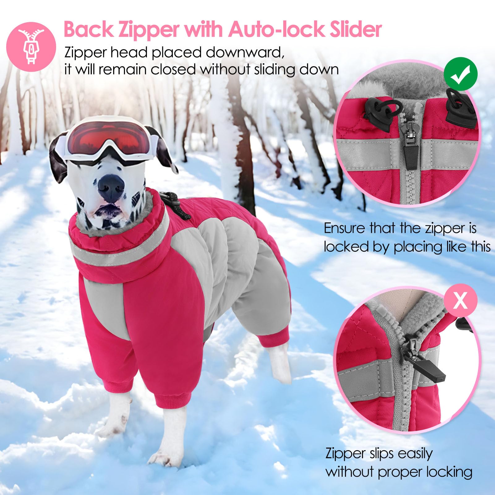 AOFITEE water resistant winter dog coat in light rain