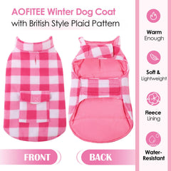 AOFITEE waterproof dog jacket features harness access and secure leash attachment during outdoor adventures.