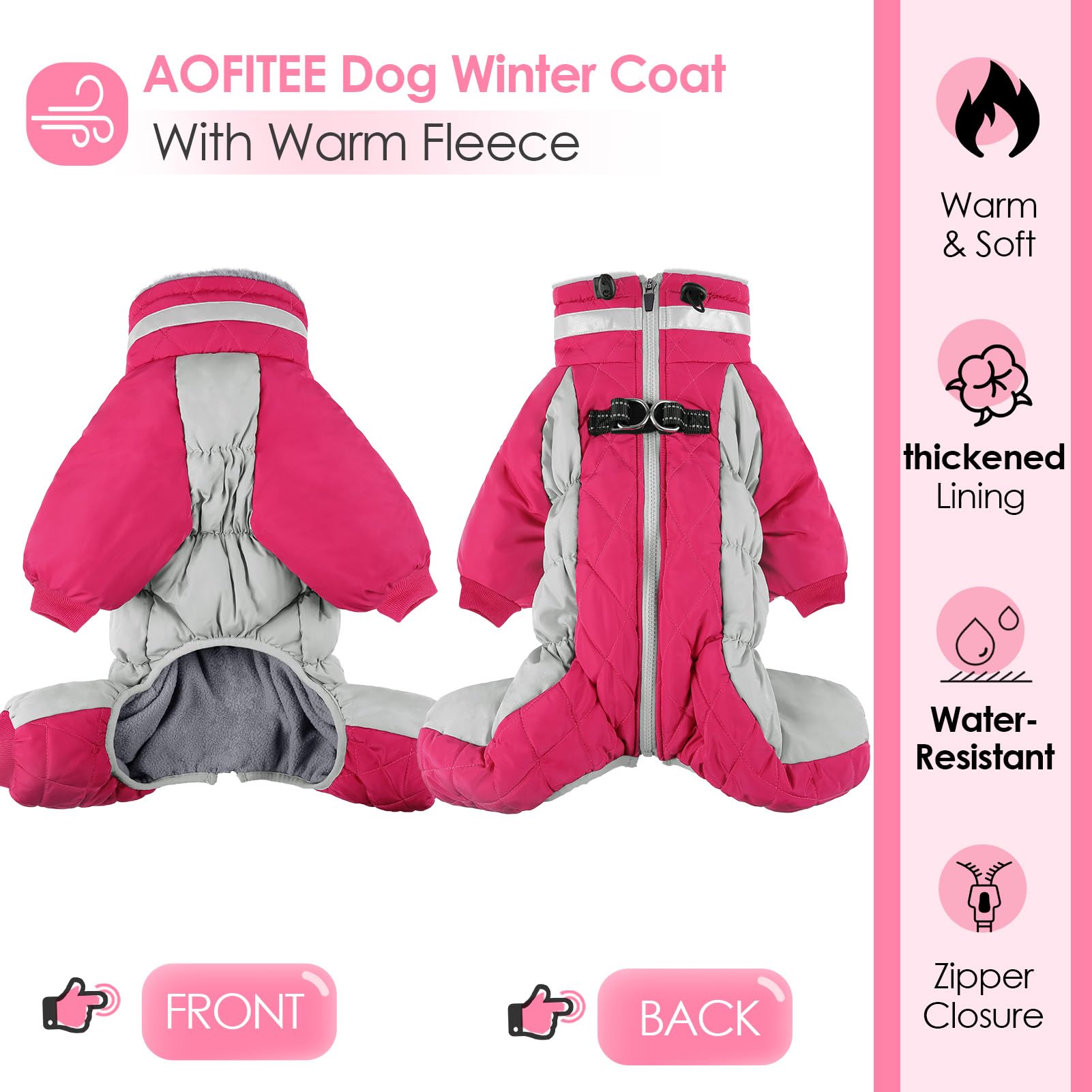 AOFITEE winter coat with fleece lining on a cozy dog