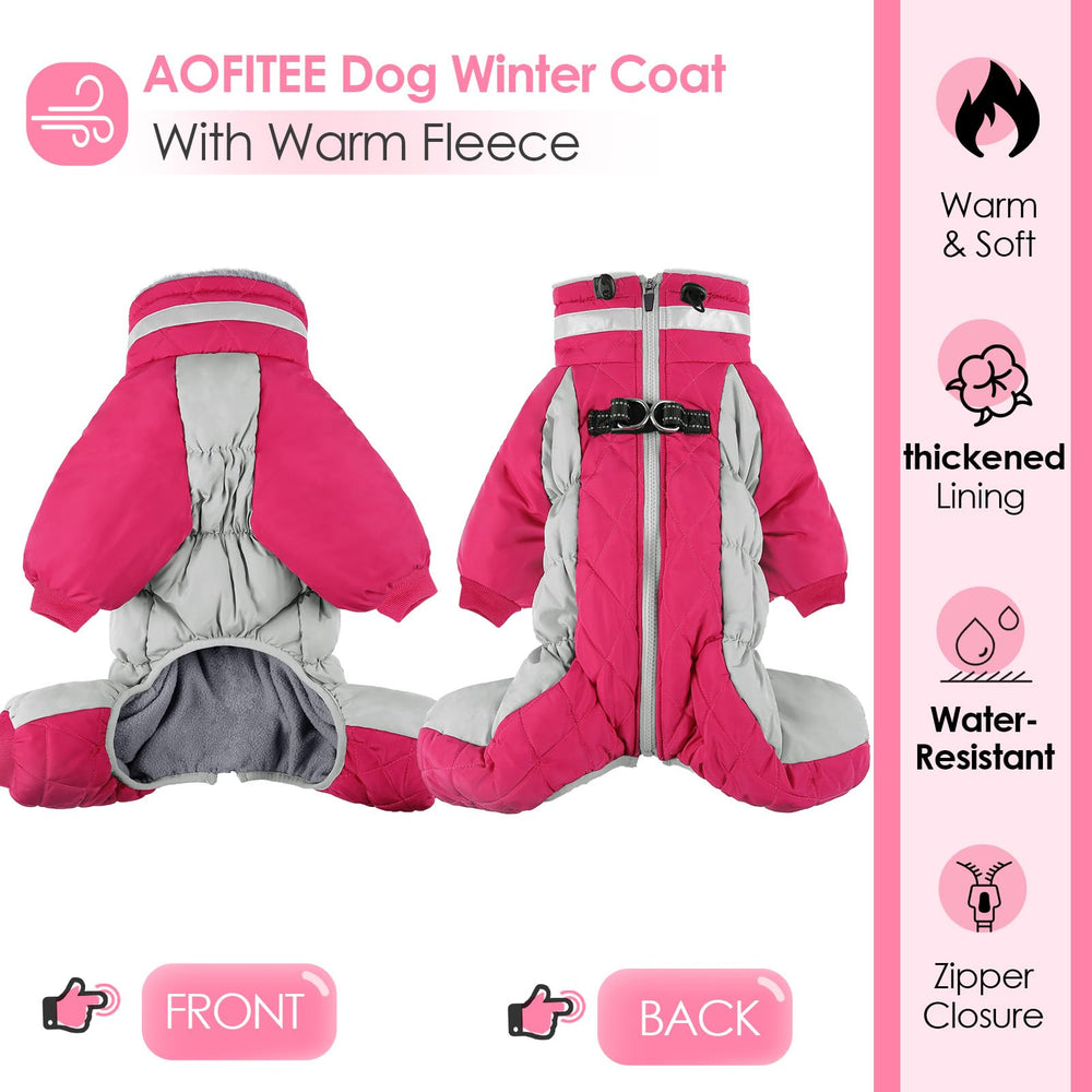 AOFITEE winter coat with fleece lining on a cozy dog