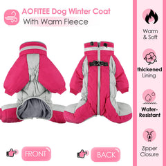 AOFITEE winter coat with fleece lining on a cozy dog