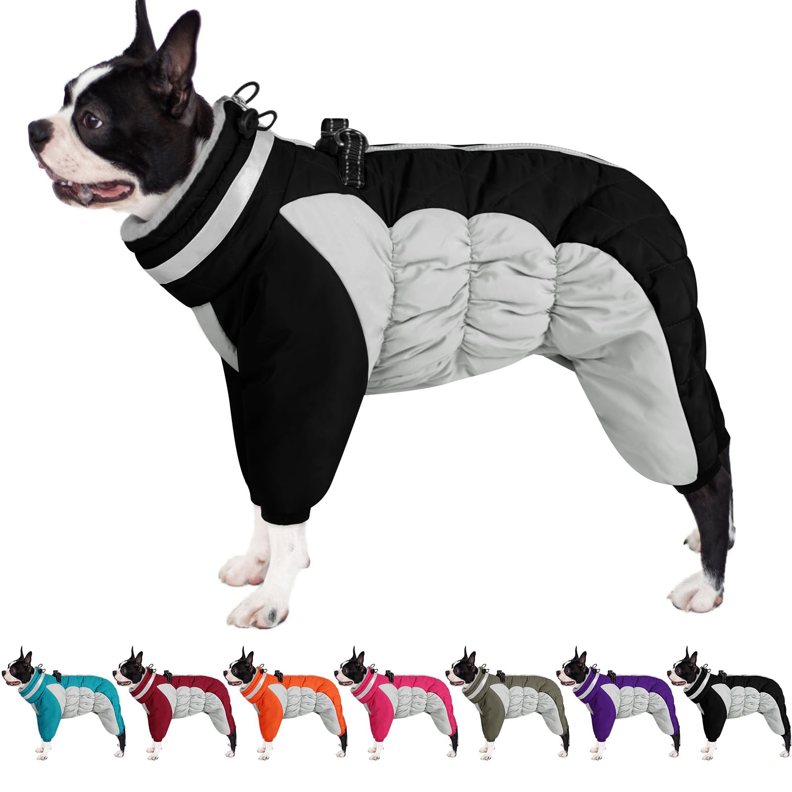 AOFITEE winter dog coat with back zipper for easy on and off