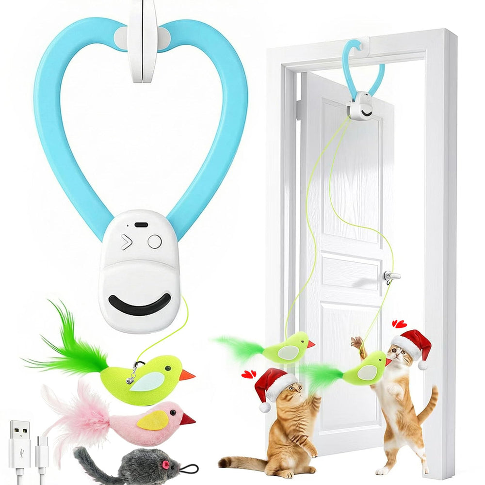 Aoioploa interactive cat toy door-clip provides space-saving play for indoor cats in apartments.