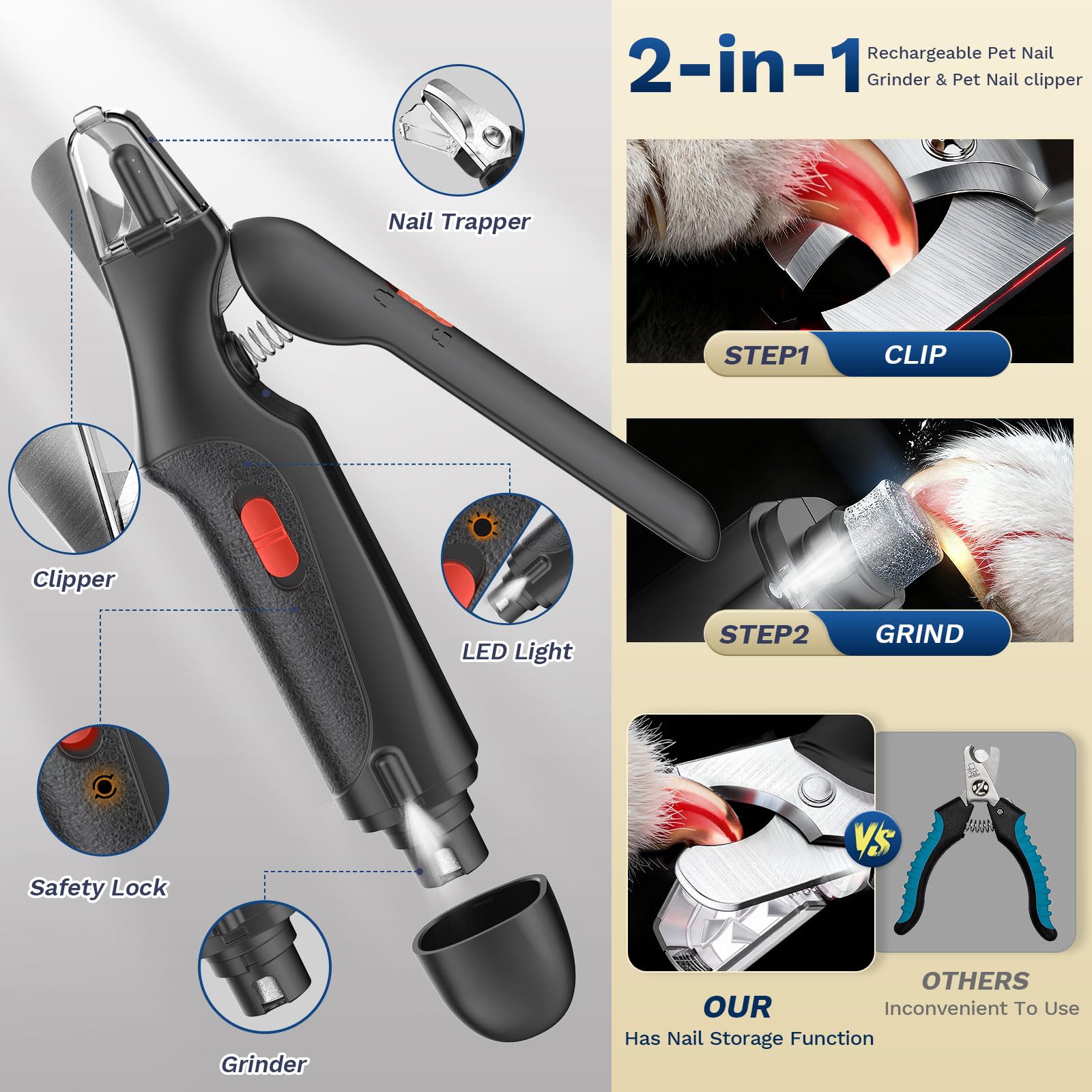 Aoioploa nail-trimmer with LED lights aiding safe trimming