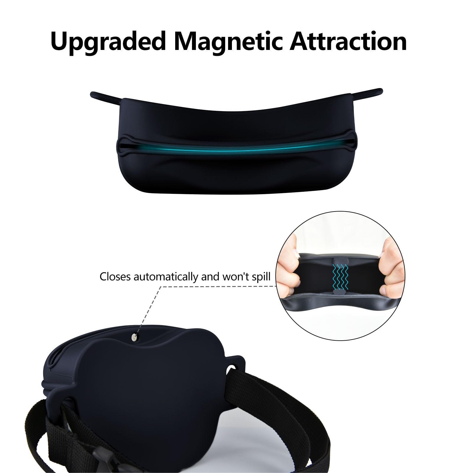 AOKLANT Snack Pouch Magnetic Closure Auto Close prevents spills during movement.