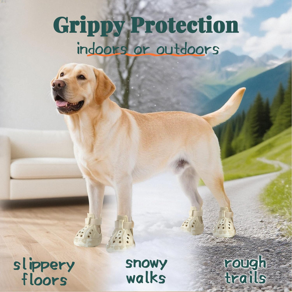 AOKOWN dog shoes feature anti-slip, lightweight sole for outdoor traction.