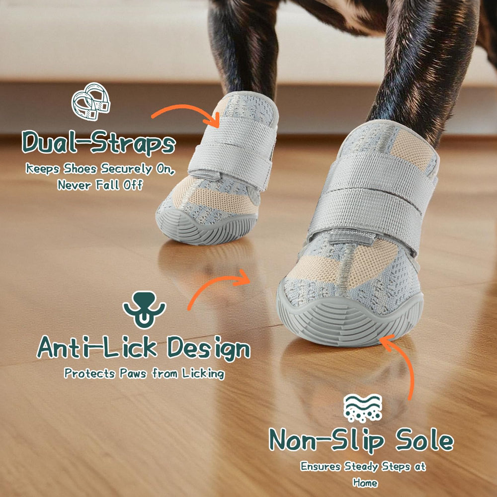 AOKOWN dog shoes show double straps for secure fit and easy on/off