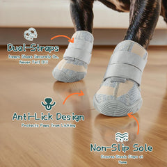 AOKOWN dog shoes show double straps for secure fit and easy on/off