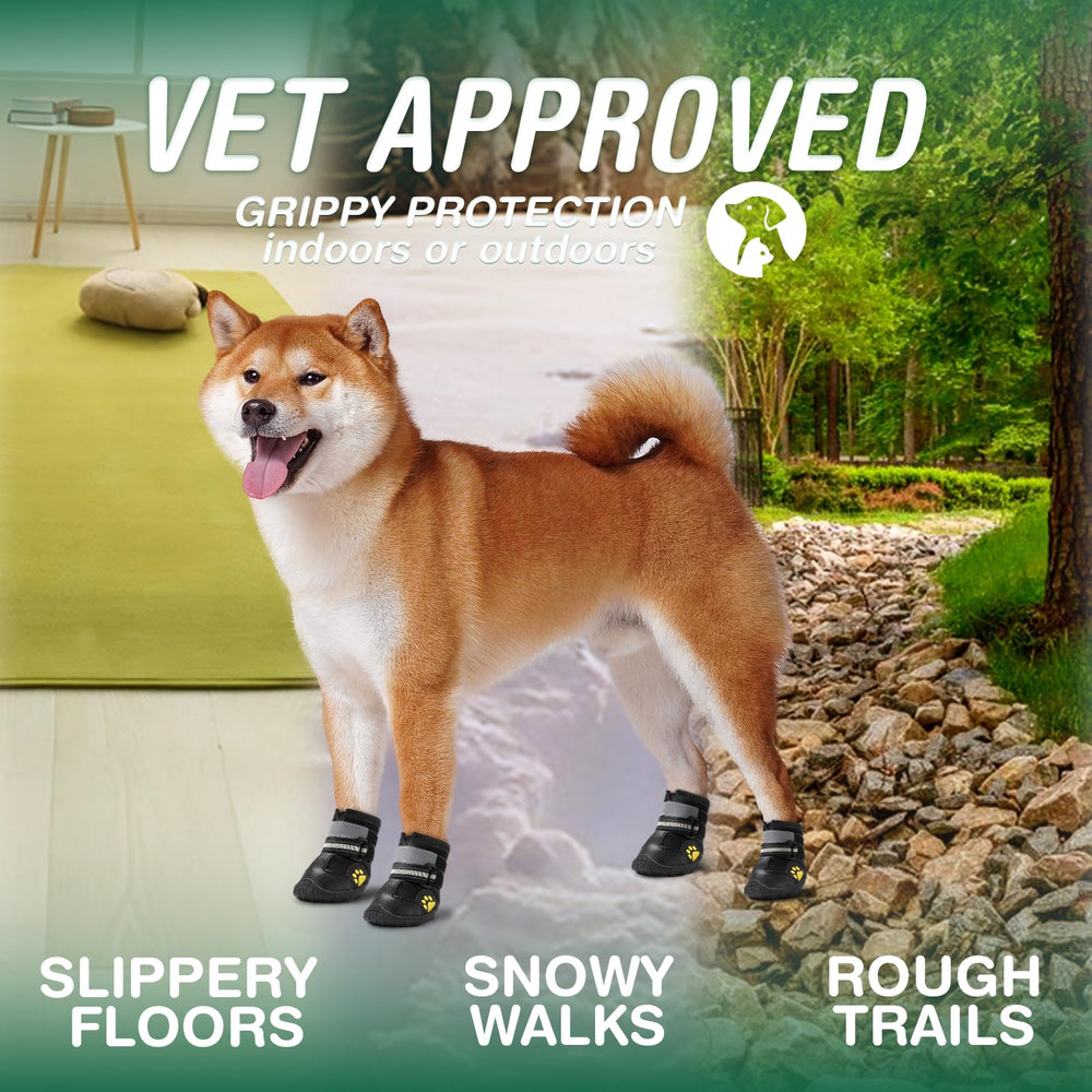 AOKOWN dog shoes double straps ensure easy on off and secure support
