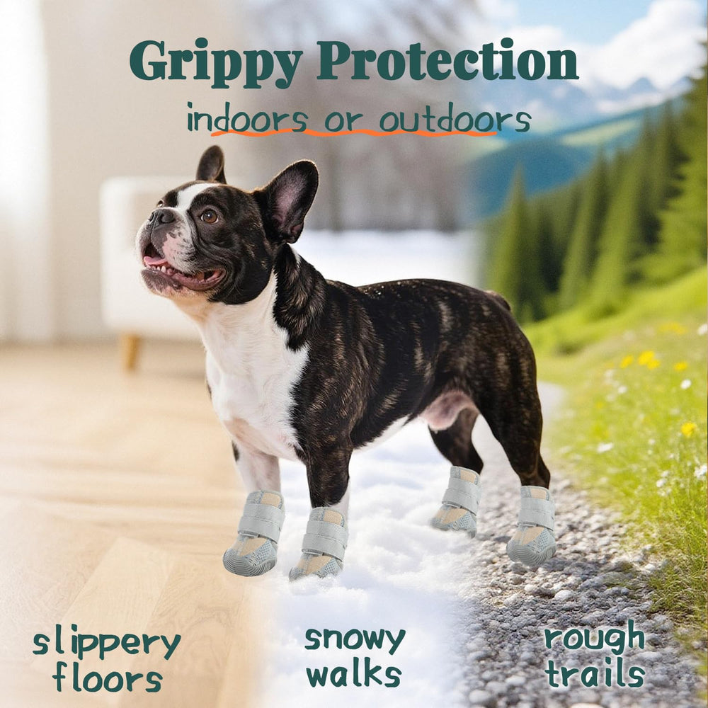 AOKOWN dog shoes with durable rubber soles for traction on outdoor surfaces