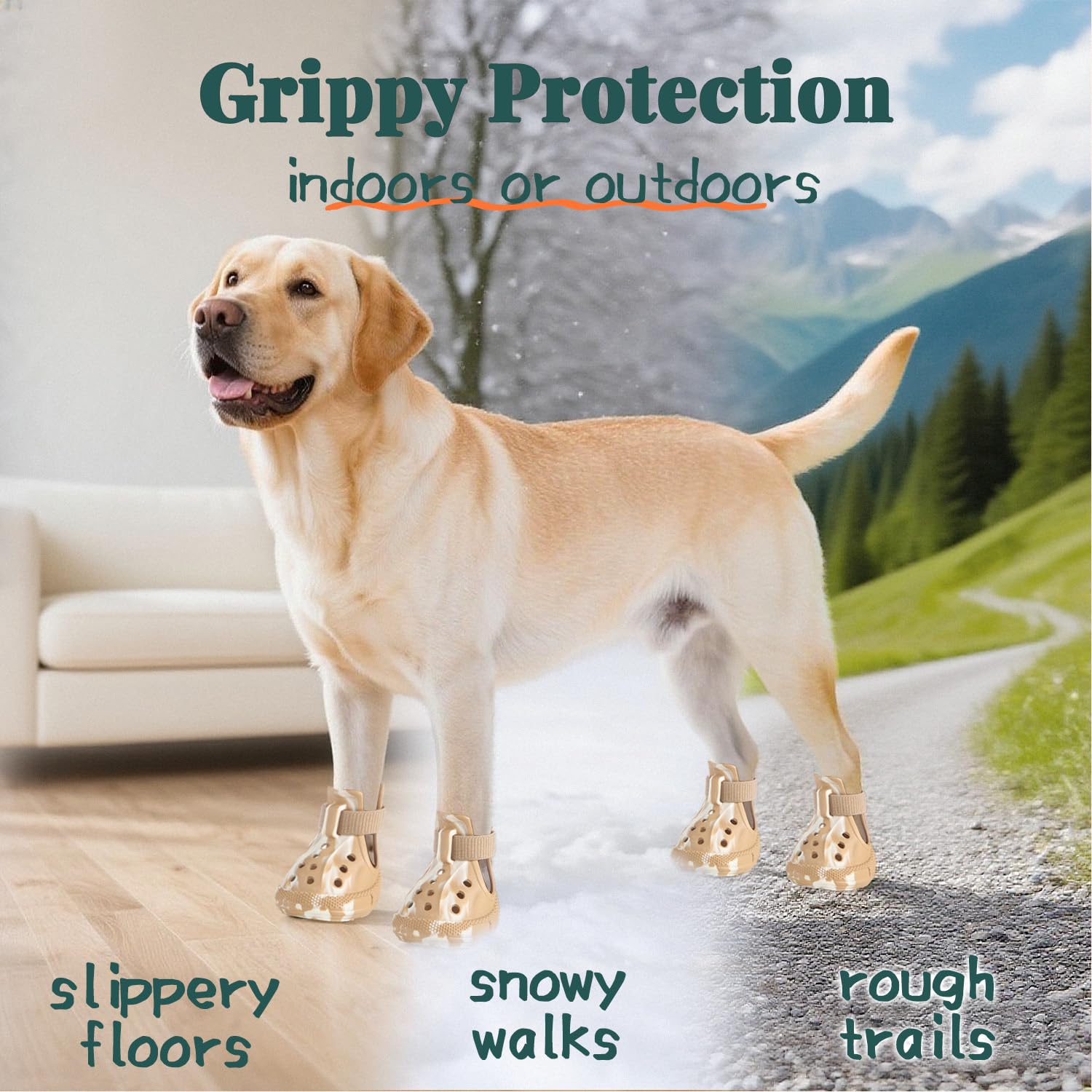 AOKOWN dog shoes waterproof material with quick-clean design for adventures