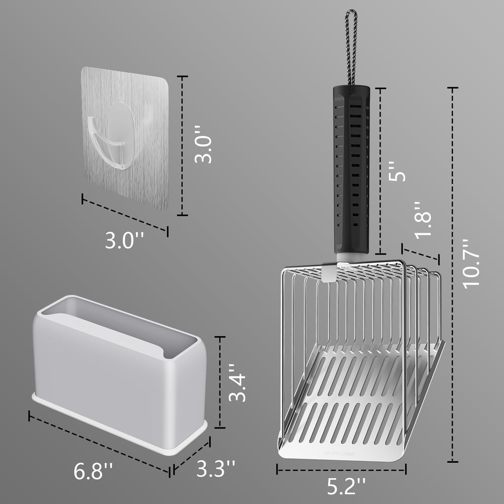 Aoktech scoop with storage base keeps litter area tidy and spills minimized.