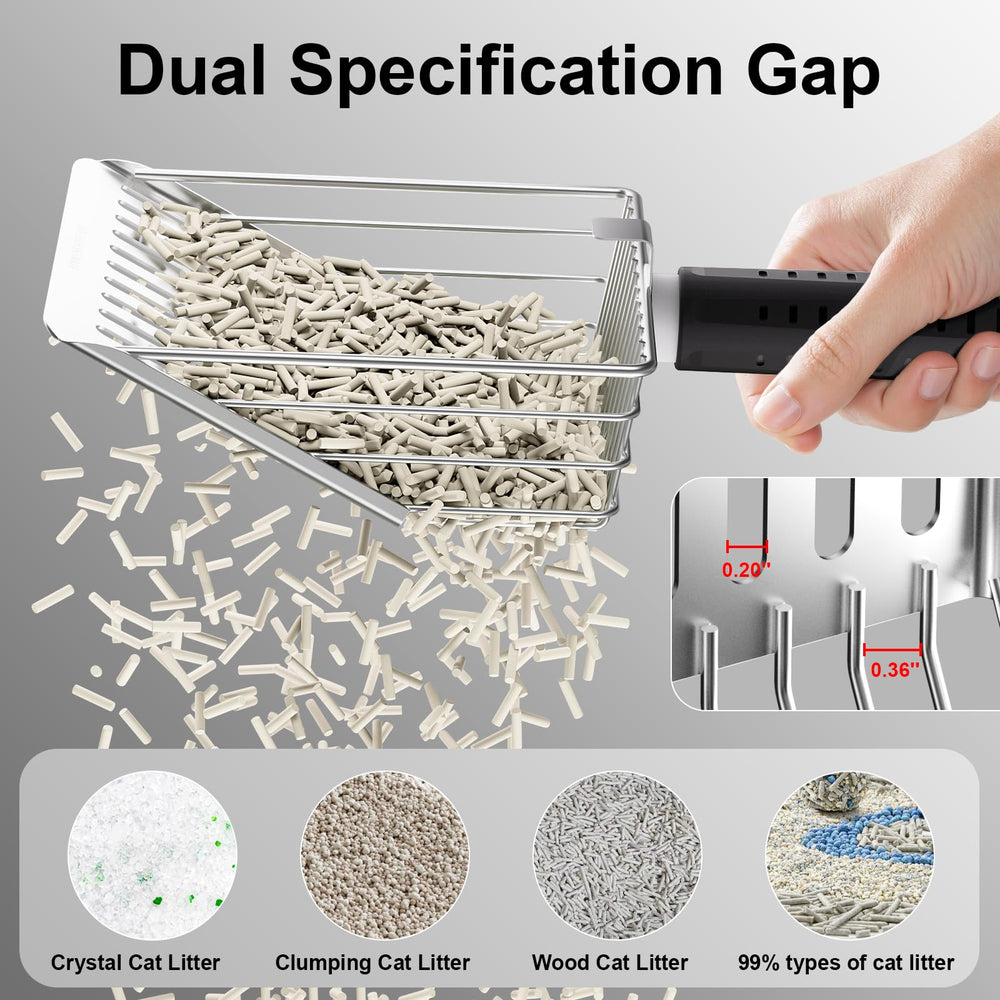 Aoktech stainless steel cat litter scoop durable design resists rust for long-lasting performance.