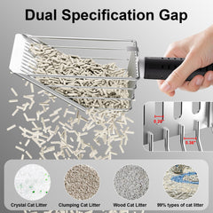 Aoktech stainless steel cat litter scoop durable design resists rust for long-lasting performance.