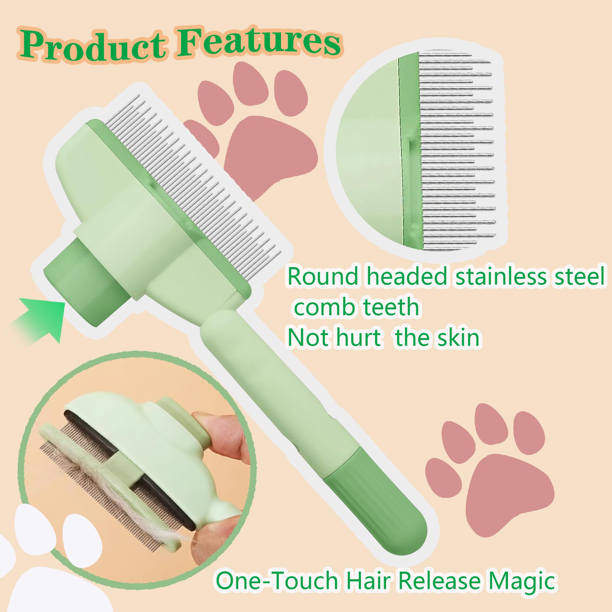 AOLBSPD self-cleaning release button demonstrates quick brush hair removal
