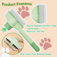 AOLBSPD self-cleaning release button demonstrates quick brush hair removal