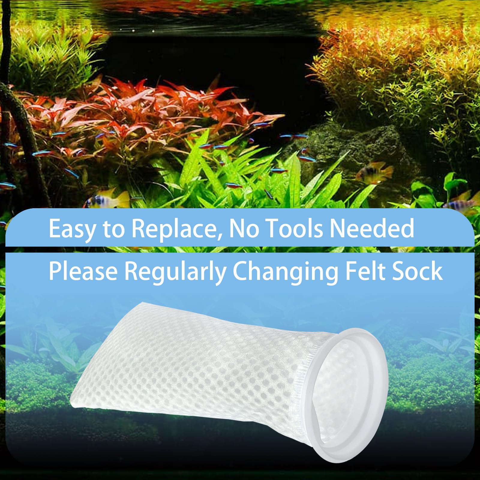 Internal plastic handles on socks enable easy installation and removal.