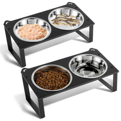Aomafamzoy elevated cat bowls stand keeps feeding area tidy and organized.