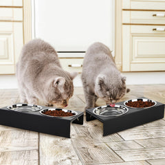 Aomafamzoy elevated feeding stand keeps meals at a comfortable height.