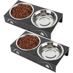 Aomafamzoy tilt 5-degree design reduces neck strain during meals for cats.