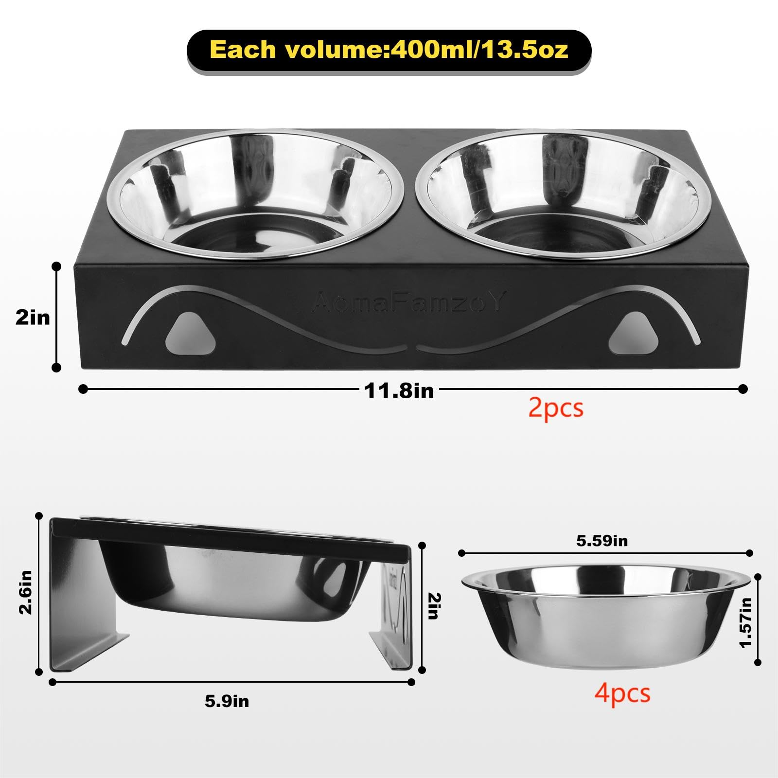 Aomafamzoy two-pack four-bowls set for multi-pet households.
