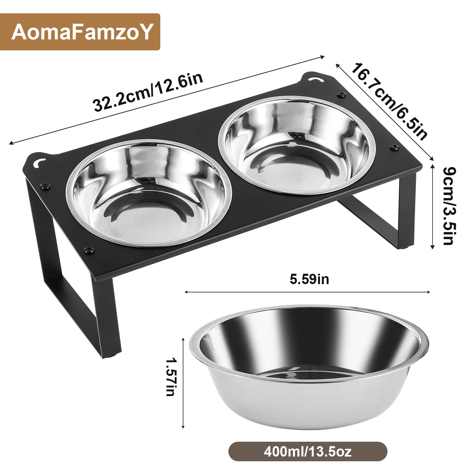 Aomafamzoy wide shallow whisker-friendly bowls comfortable for sensitive whiskers.