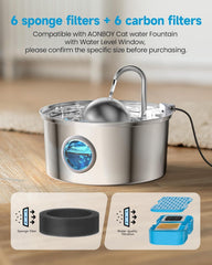 AONBOY cat fountain hemispherical design highlights flowing water to entice drinking.