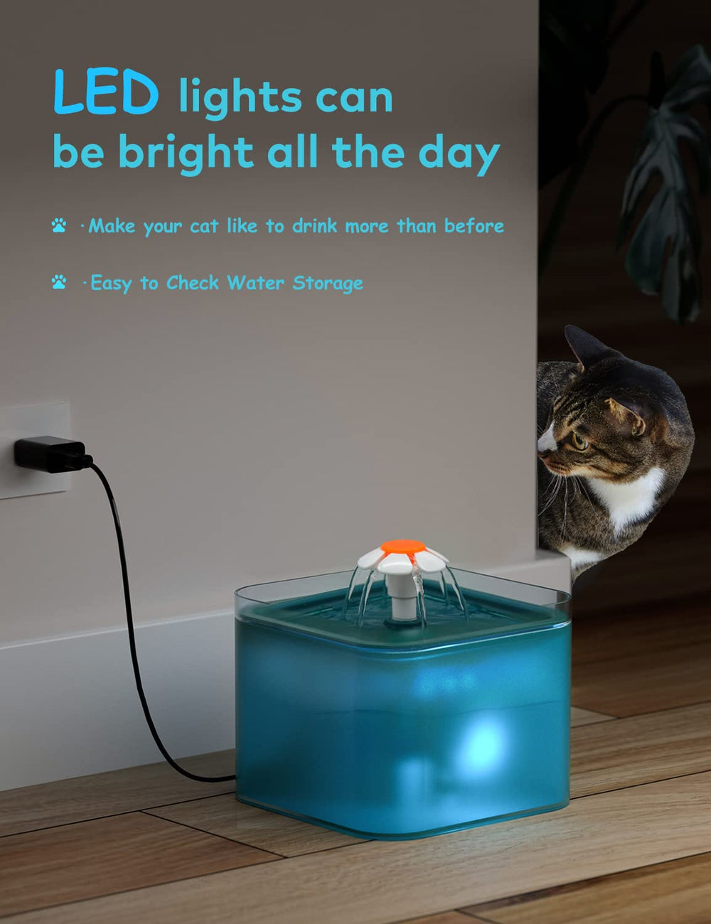 AONBOY cat fountain quiet pump green keeps nights peaceful.