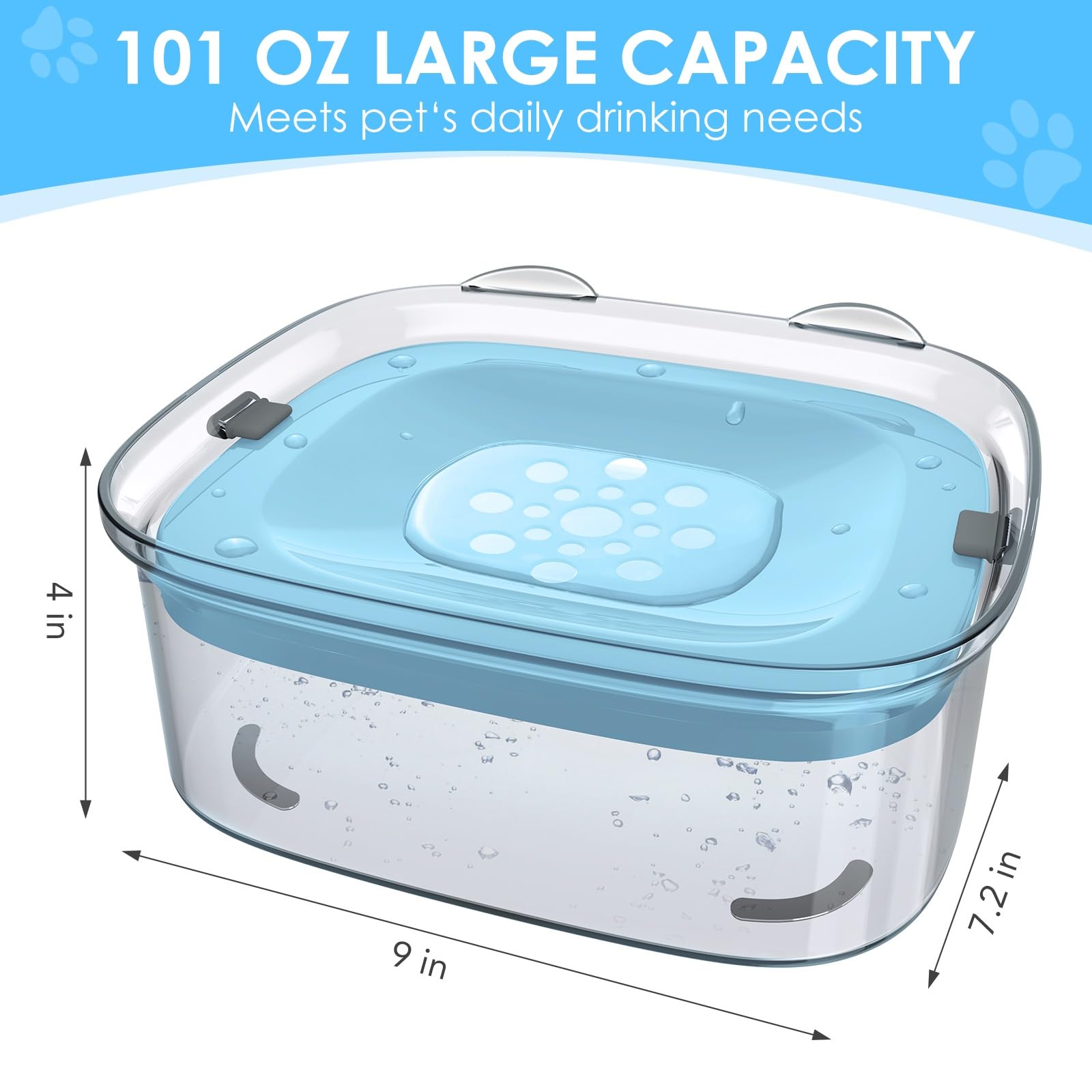 AONKEY dishwasher-safe dog water bowl image communicates easy cleaning after messy meals.
